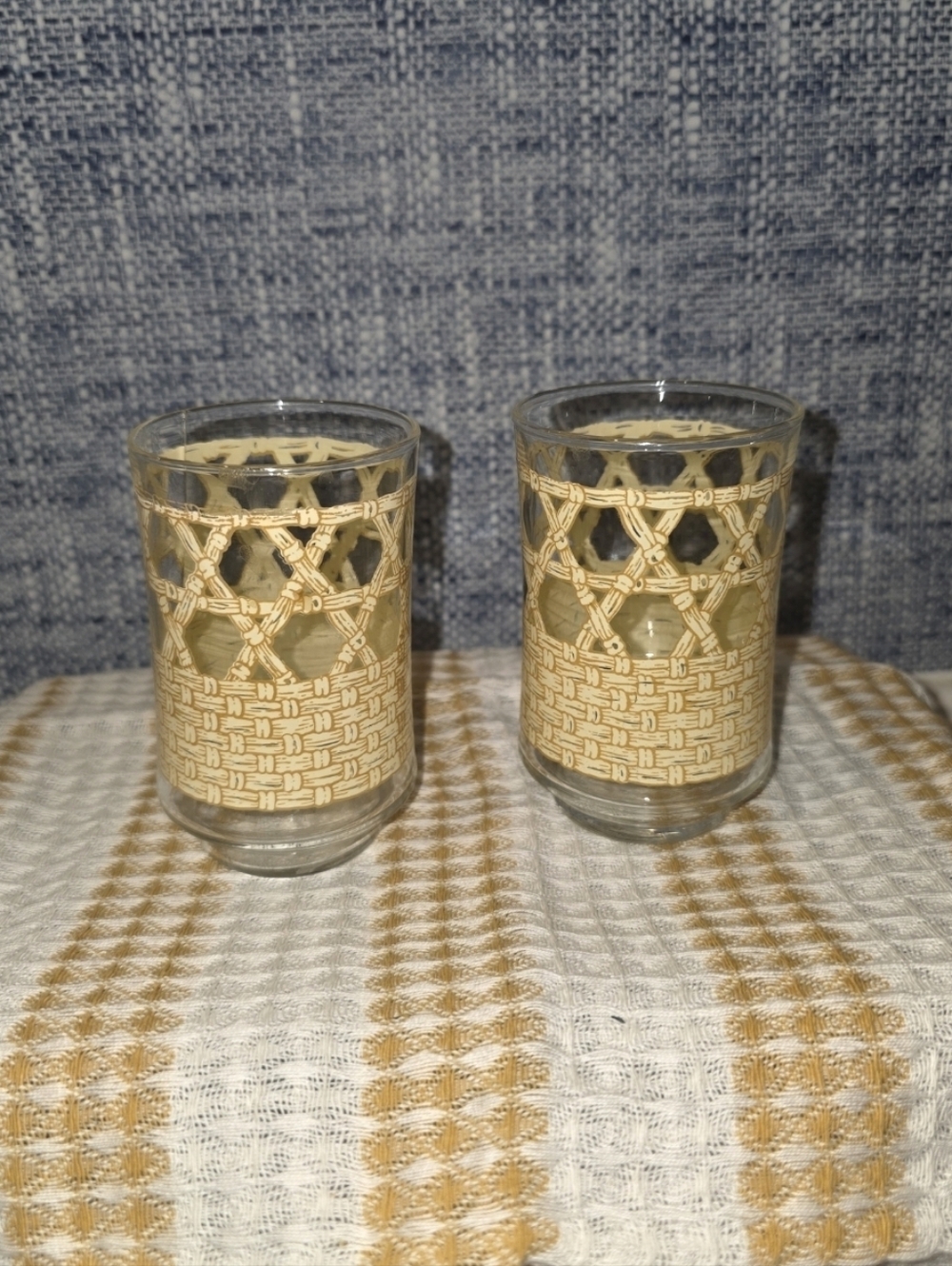 Libbey Rattan Cane Print Highball Glasses
